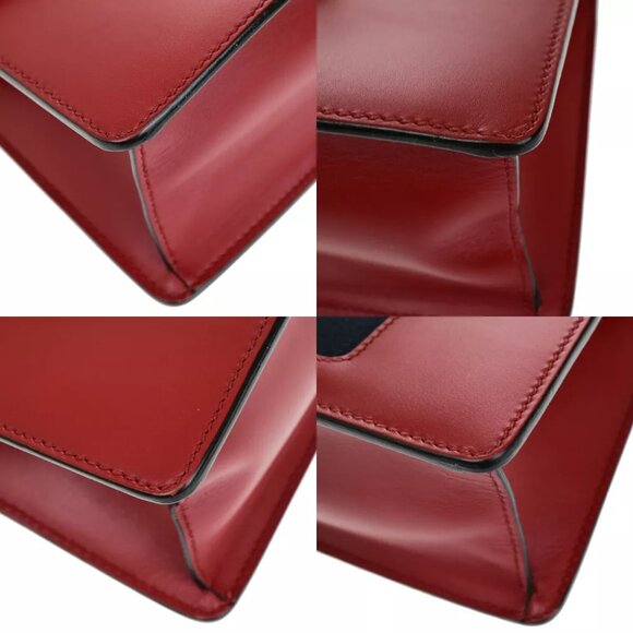 GUCCI Logo Mini Sylvie Sherry 2Way Shoulder Hand Bag Leather Red GHW 53RK113 - Picture 12 of 16